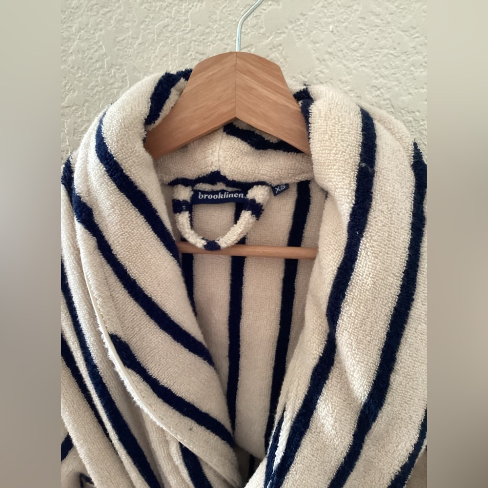 Brooklinen Super-Plush Robe Striped Abyss Unisex - Picture 4 of 5